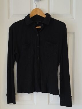 Banana Republic Ribbed Black Button-Up Shirt